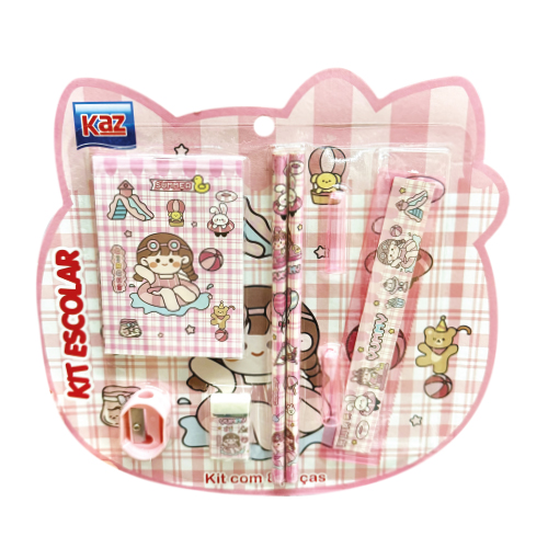 Kit Escolar ROSA - 8 peças - KAZ