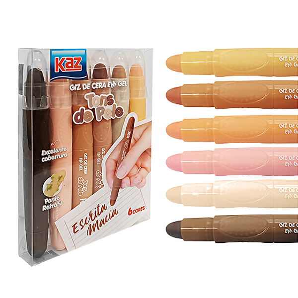 Giz de Cera retrátil Tons de pele  - 6 Cores - KAZ