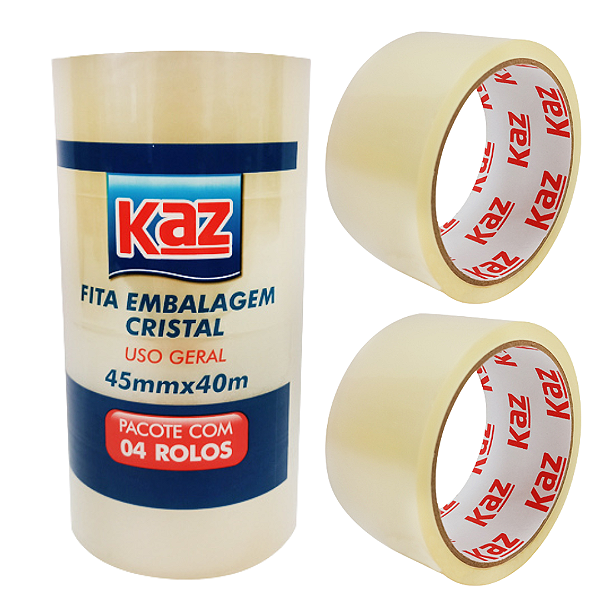 Fita Adesiva EMBALAGEM 45X40 CRISTAL - BLISTER 4 PEÇAS - KAZ