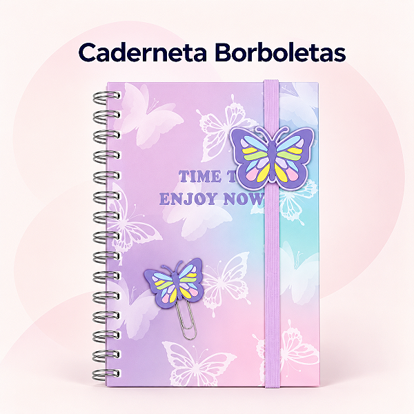 Caderno espiral CD 1.4 80FLS BORBOLETAS - KAZ
