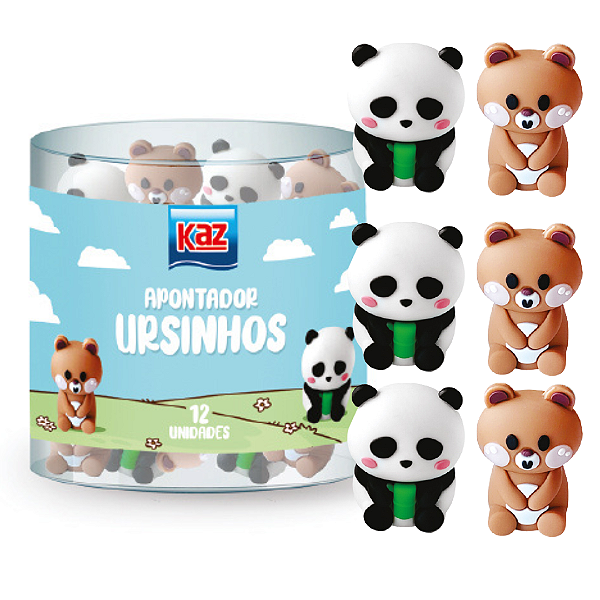 Apontador 1 Furo Ursinhos Divertidos - POTE 12 UND  - KAZ