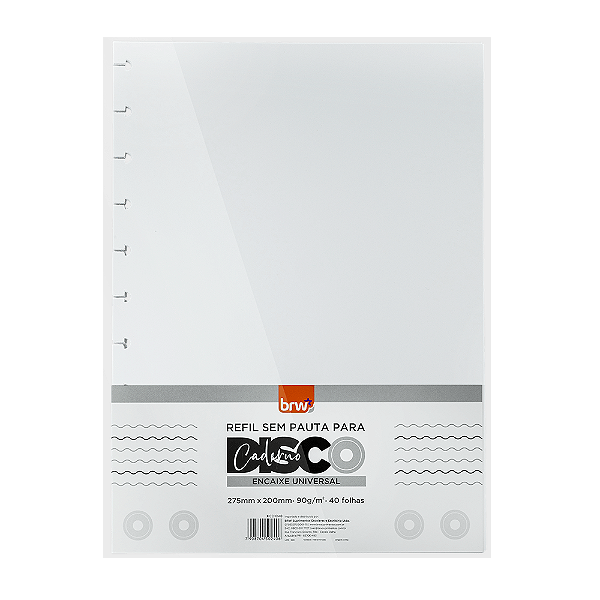 Refil Miolo branco sem Pauta liso  - 275 X 200 - C/40FLS - BRW