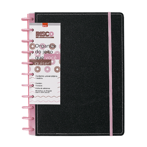 Caderno disco GLITTER PRETO - 280X215 - 80 FLS - BRW