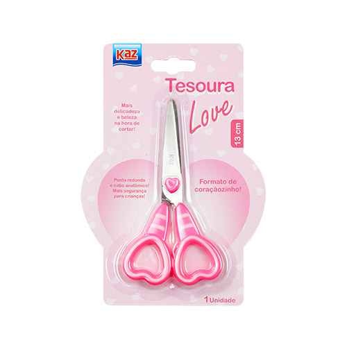 Tesoura Escolar 13CM LOVE  - UNIDADE - KAZ