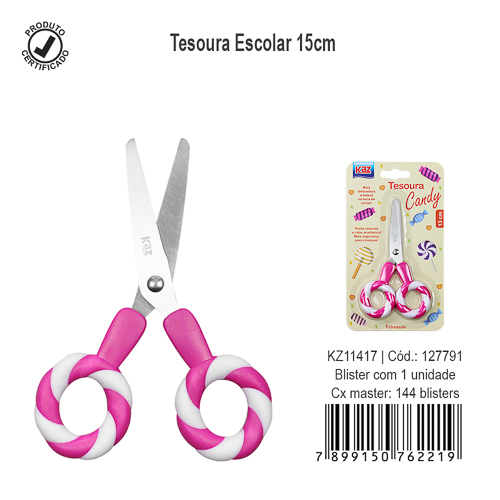 Tesoura Escolar 13CM CANDY - UNIDADE - KAZ