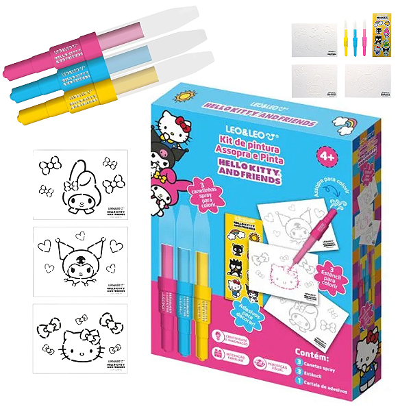 Kit de Pintura assopra e pinta - HELLO KITTY E AMIGOS CAIXA - LEO E LEO