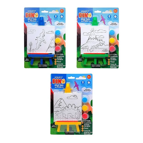 Tela de Pintura com Cavalete DINO MINI UND - LEO E LEO