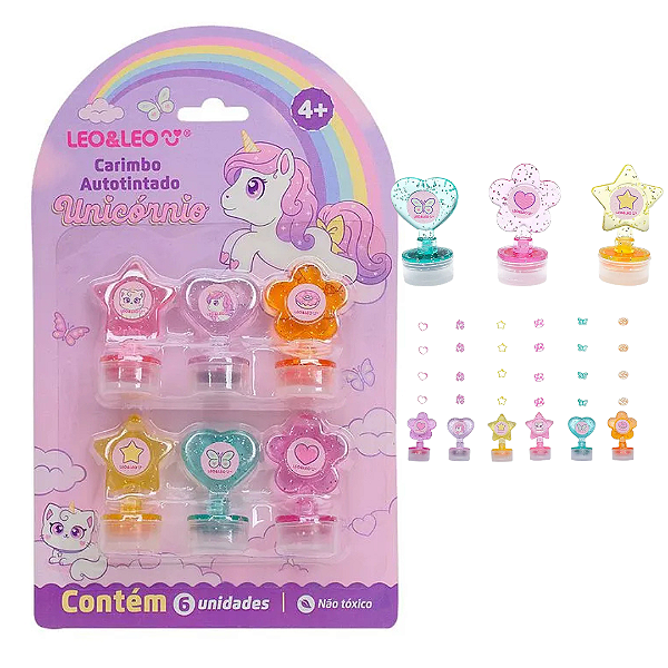 Carimbo Autotintado UNICORNIO - BLISTER COM 6 UND - LEO E LEO