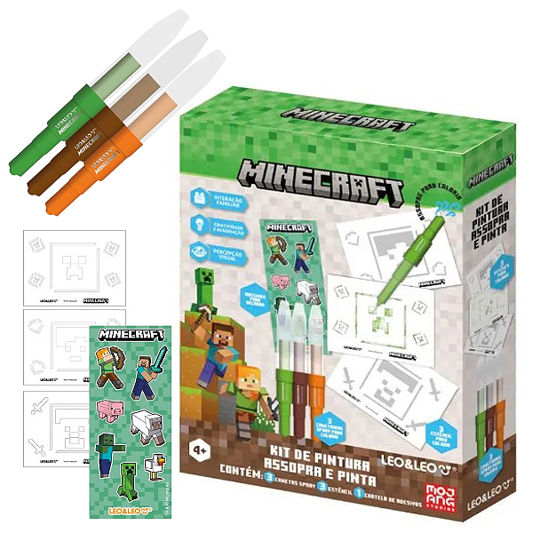 Kit de Pintura Assopra e Pinta MINECRAFT - LEO E LEO