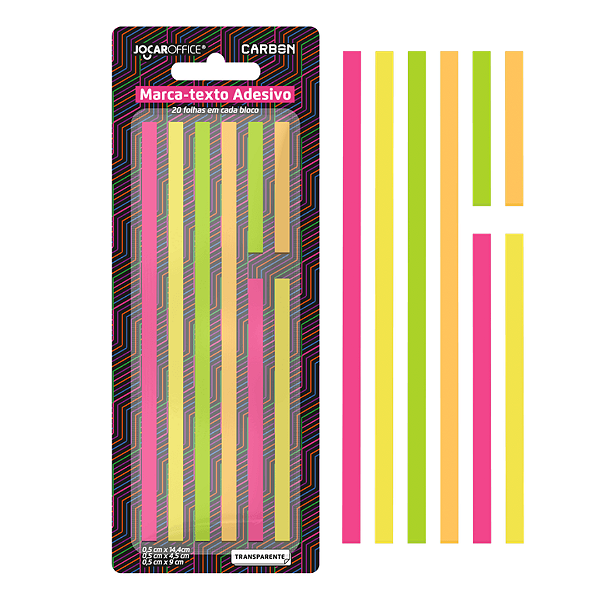 Bloco Marca texto adesivo CARBON LINE - BLISTER C/ 8 BLOCOS 20F CADA - JOCAR OFFICE