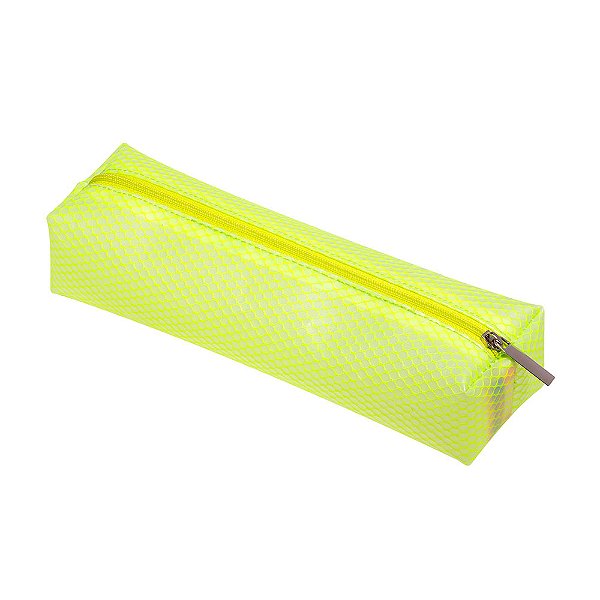 Estojo plástico  - 1 ZIPER - VERDE LIMÃO - BRW