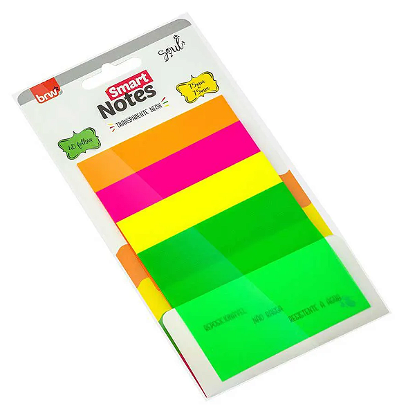 Bloco Smart Notes 76X76MM - TRANSPARENTE NEON - 40FLS - BRW