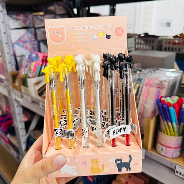 Caneta ponta DIAMANTE STRASS - CAIXA 24 UND  - FOFY