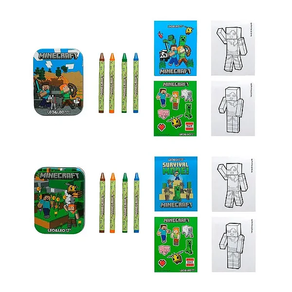 Kit Livro de atividades MINI LATINHA MINECRAFT -  UNIDADE - LEO E LEO