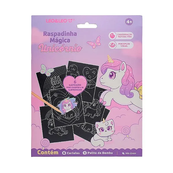 Raspadinha Unicórnio -  ENVELOPE COM 6 CARTELAS - LEO E LEO