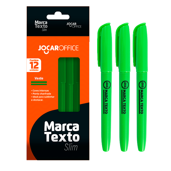 Marca texto Slim VERDE - CX/12 UNDS - JOCAR OFFICE