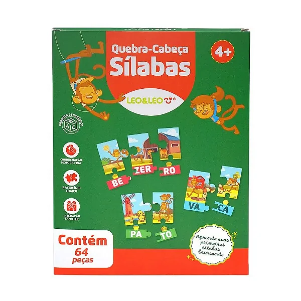 Quebra - Cabeça SILABAS-  64 PECAS CAIXA - LEO E LEO