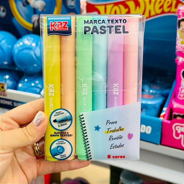Marca texto 6 CORES PASTEL  - KAZ