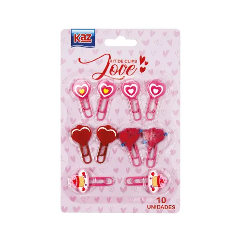 Clips Corações - BLISTER 10 PEÇAS  - KAZ