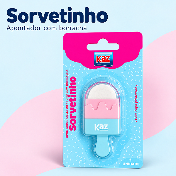 Apontador c/ Depósito e borracha  SORVETINHO  - KAZ