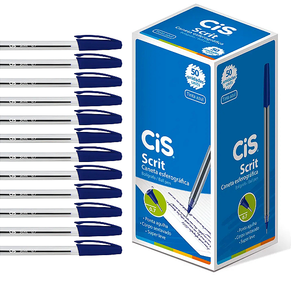 Caneta ESF SCRIT.0,7M - CX C/50 UND AZUL - CIS