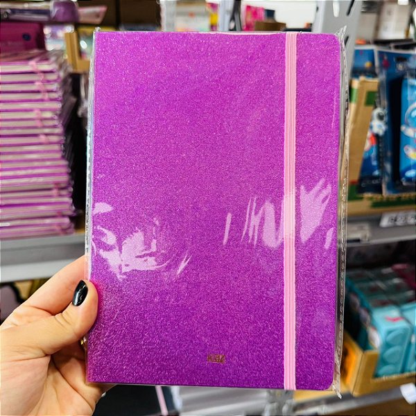 Caderno Glitter lilás - 80FLS - KAZ