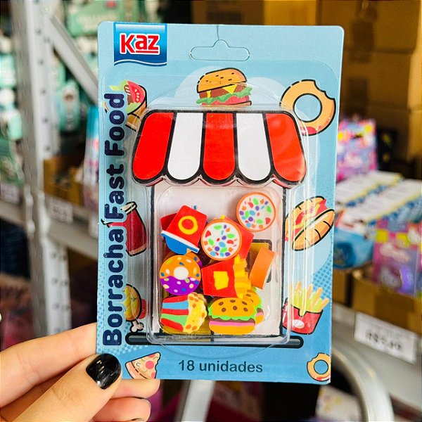 Borracha Fantasia FAST FOOD  MINI - BLISTER 18 PEÇAS - KAZ