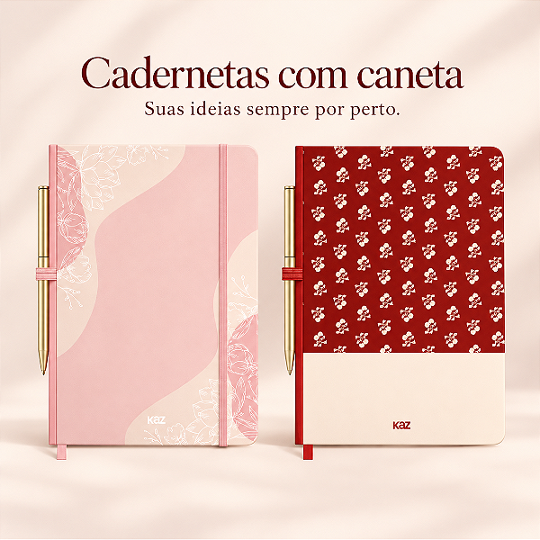 Caderno luxo + 1 Caneta metal - CAPA SORTIDA - KAZ
