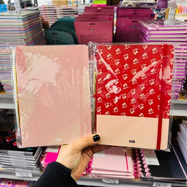 Caderno luxo + 1 Caneta metal - CAPA SORTIDA  -  KAZ