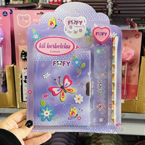 Kit Escolar  BORBOLETAS LILÀS - KIT  4 PECAS - FOFY