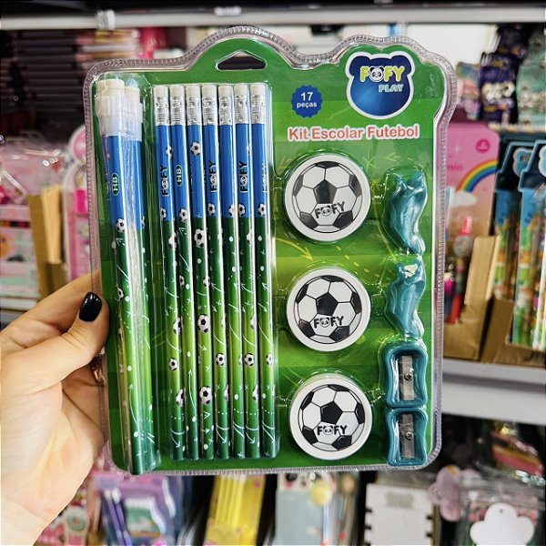 Kit Escolar FUTEBOL - KIT 17 PEÇAS  - FOFY