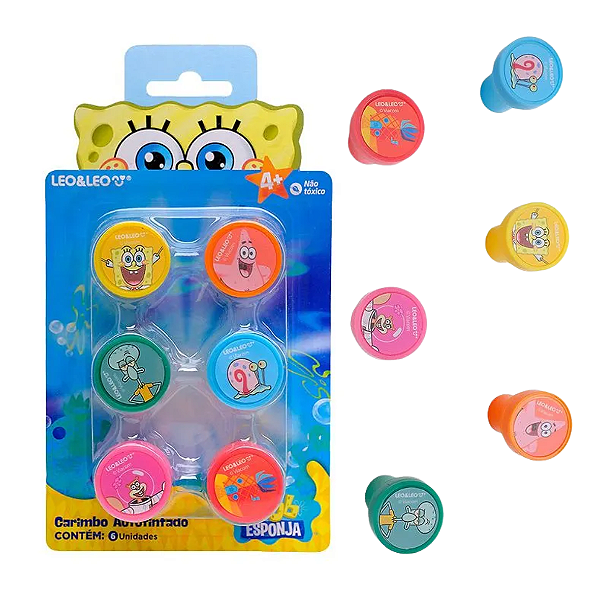 Carimbo Autotintado BOB ESPONJA - BLISTER 6 UND - LEO E LEO