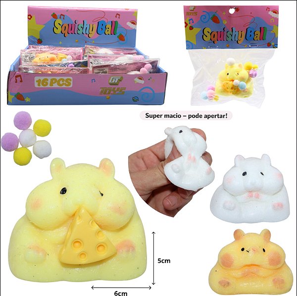 Brinquedo SQUISHY BALL  - RAMSTER 5X6CM - GOLDENRIO