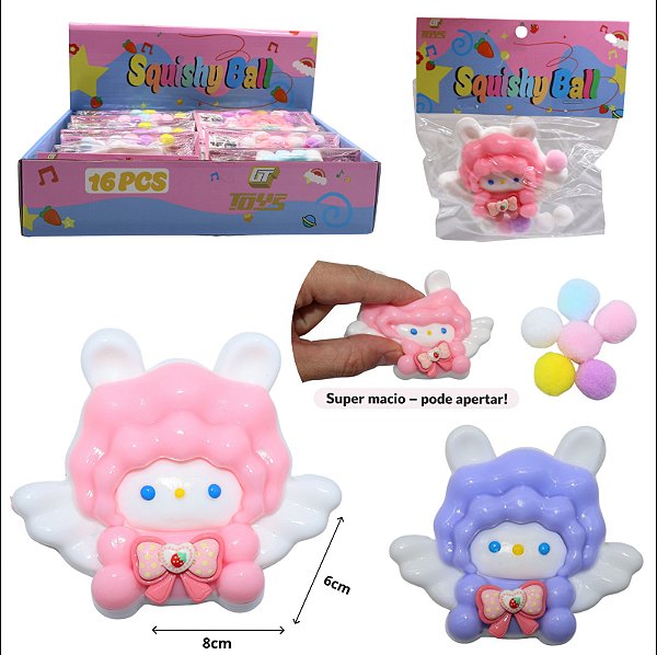 Brinquedo SQUISHY BALL - COELHO ANGEL   - UND SORTIDA - GOLDENRIO