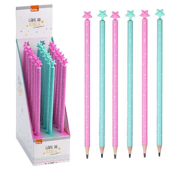 Lápis ponteira  ESTRELA - RESINA REDONDO - DISPLAY C/ 18UND - BRW