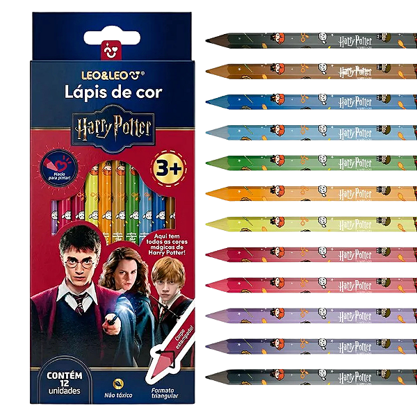 Lápis de cor  HARRY POTTER - 12 CORES - ESTAMPADO - LEO E LEO