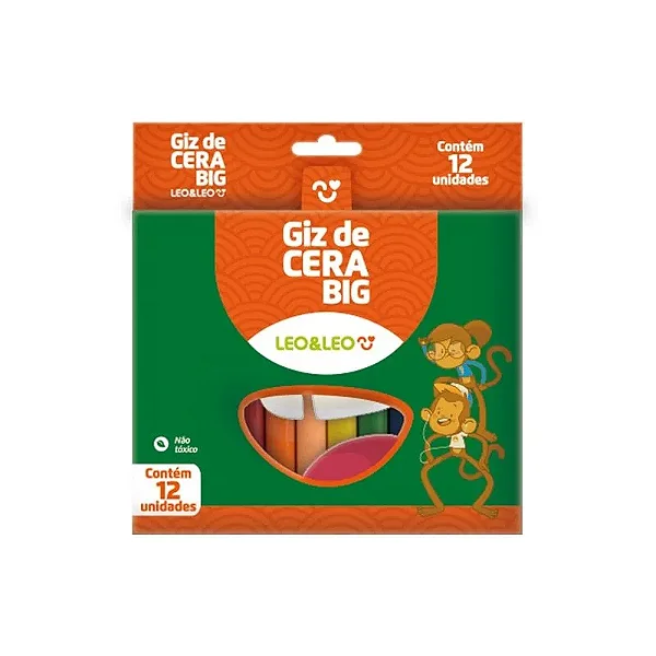 Giz de Cera 12 CORES GROSSO 10X100MM - LEO E LEO