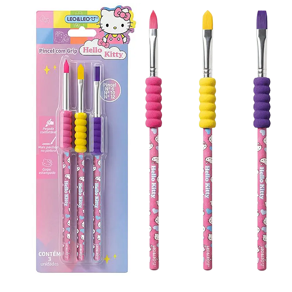 Pincel Ergonomico c/ Grip HELLO KITTY  3 TAMANHOS - LEO E LEO