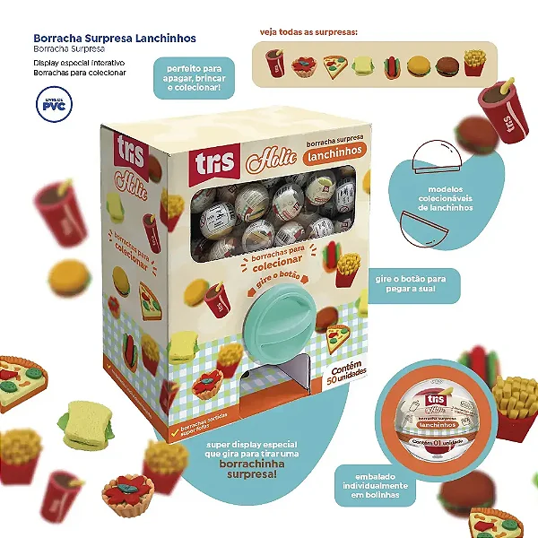 Borracha Lanches  SURPRESA -  DISPLAY  50UND - TRIS