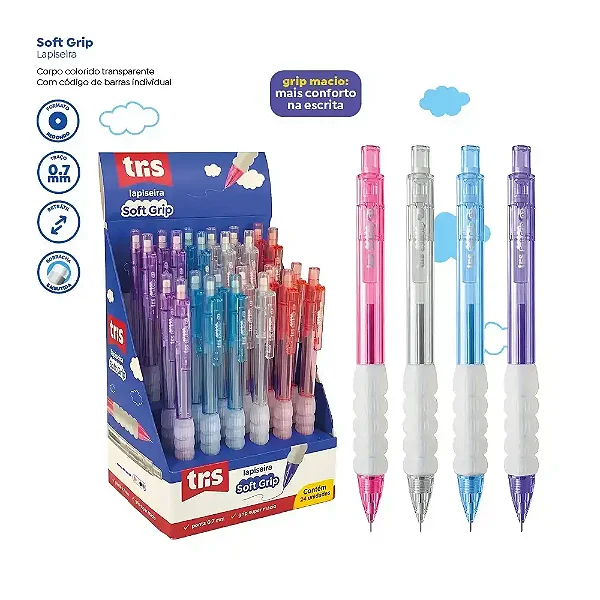 Lapiseira Tris Soft Grip 0.7MM - DISPLAY  24UND - TRIS