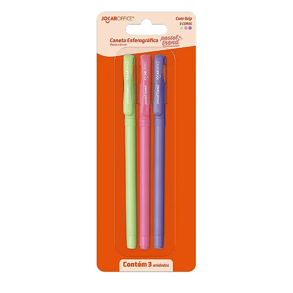 Caneta ESF. PASTEL TREND 1.0 - BLISTER C/ 3 UNIDADES - JOCAR OFFICE