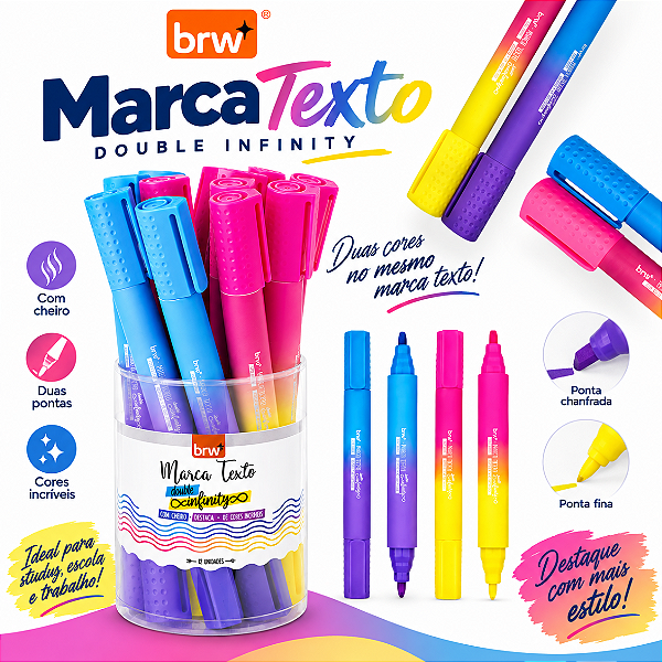 Marca texto gigante  DOUBLE INFINITY C/ CHEIRO - CX 12 UND - BRW
