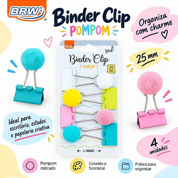 Clips BINDER 25MM POMPOM UND - BRW
