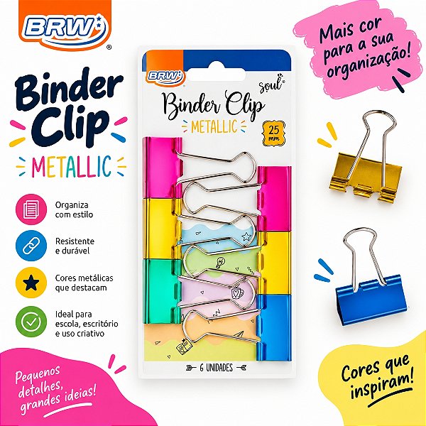 Clipes BINDER 25MM METALIZADO UND - BRW