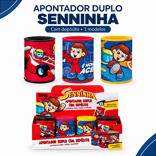 Apontador DUPLO C/ DEPÓSITO LATA SENNINHA - DISPLAY C/ 12UN - BRW