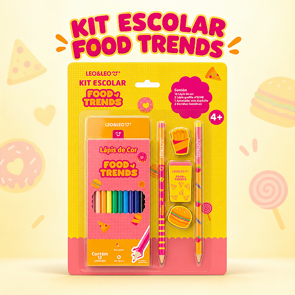 Kit Escolar FOOD TRENDS 17 ITENS - LEO E LEO