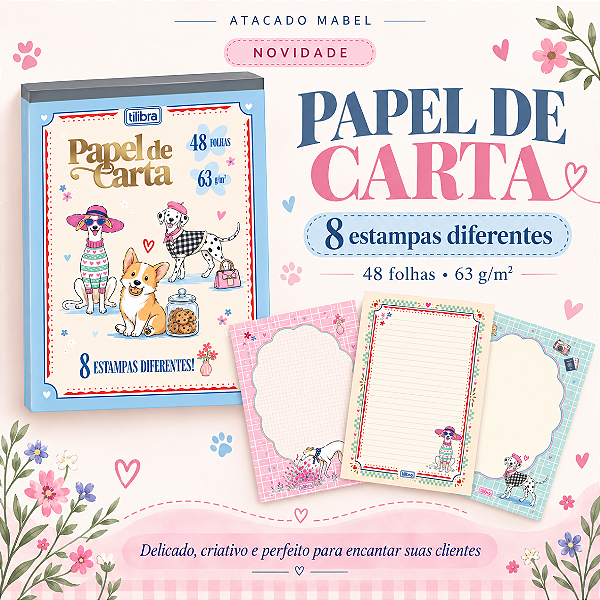 Caderno Colado Papel Carta DOGGY 48F - UNIDADE - TILIBRA