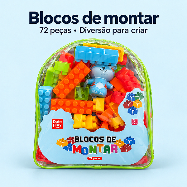 Brinquedo Mochila BLOCO DE MONTAR 72 PCS - DUTE
