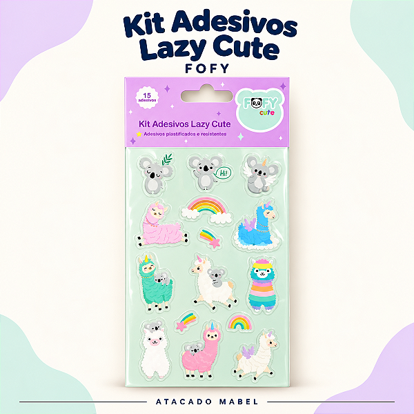 Adesivos em Cartela LAZY 15 ADESVISO  - FOFY