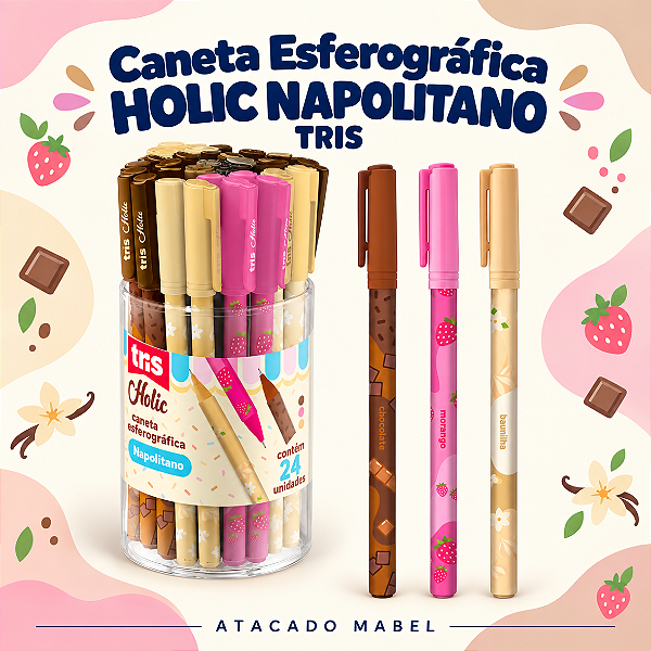 Caneta Esferográfica NAPOLITANO - CX 24 UND - TRIS